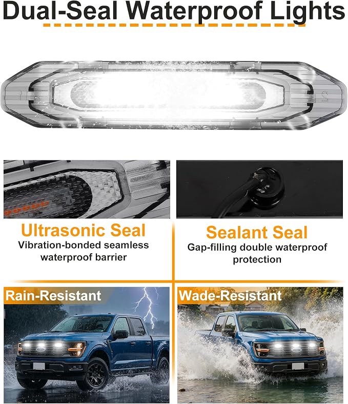 LED Grill Lights for Ford F150 2024-2026 Accessories XL Only, White | Direct-Snap F150 Front Grille Marker Lights, OEM-Style Fit, IP68 Waterproof, Raptor-Style Front-End Upgrade, Off-Road Ready
