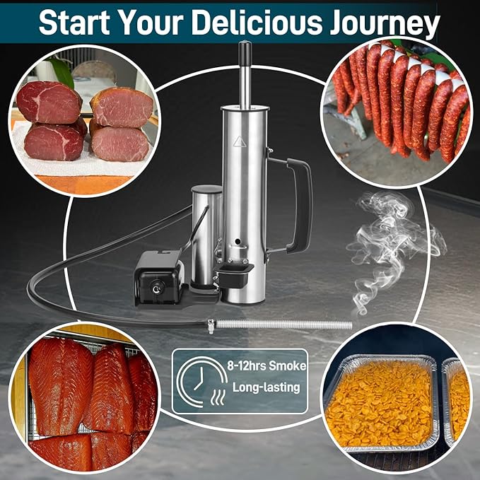 EUTRKei Cold Smoke Generator for Traeger Smoker Grill, Cordless Electric Smoke Tube with Air Pump, Cold Smoking for Cheese, Fish, Meat, Men Gifts, for Tailgating, Backyard, Party