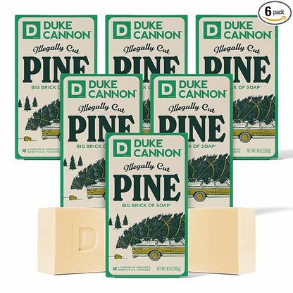 Duke Cannon Supply Co. Big Brick of Soap Bar for Men Holiday Edition - Illegally Cut Pine (Fresh Split Pine Scent), 10 oz. (6 Pack)