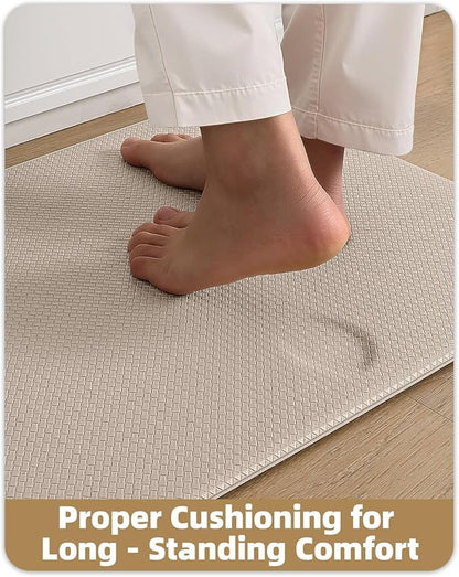 Color&Geometry Anti Fatigue Cushion Kitchen Mat for Floor -24"x94",Wide,Easy Clean, Water & Oil Proof, Anti Slip, Foam Rubber Runner Rug for Front Sink Comfort Standing,Dark Beige