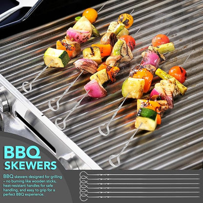 5-Piece Grill Tools Set, Heavy Duty BBQ Utensils with Extra Tough Wire Brush, Spatula, Tongs, Fork & Basting Brush – Outdoor Grilling Accessories & Gifts for Men Dad (Camping, Backyard)