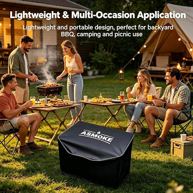 ASMOKE Grill Cover - Ultimate Protection for Your Outdoor Grill | Waterproof, Durable, Rip-Proof and Portable BBQ Cover, Built-in Two Small Pockets, Fits Grills of ASMOKE, Black