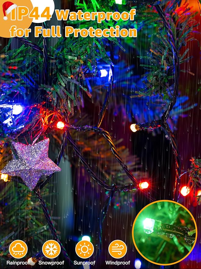 BrightChristmas 328 FT 1000 LED Christmas Lights, Waterproof Outdoor String Lights with Remote and Timer, Christmas Tree Lights with 8 Modes Dimmable, Fairy Lights for Holiday Decor (Multicolor)