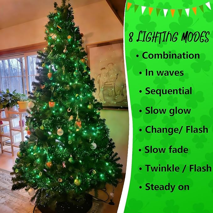 YEGUO 66ft 200 LED Green String Lights Outdoor Waterproof, Green Wire Christmas Lights Indoor, 8 Modes Twinkle Lights for Christmas Tree Plug in with Timer Memory