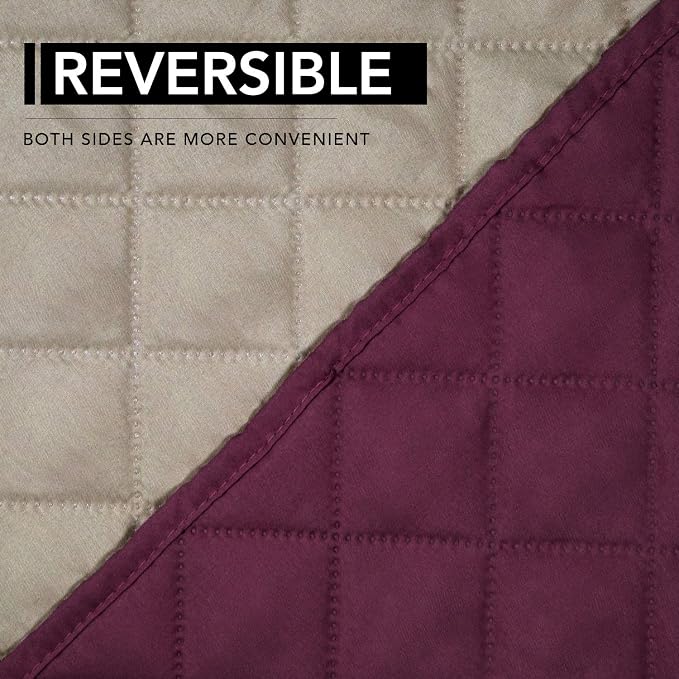 Easy-Going Reversible Couch Cover, Oversized Recliner, Wine/Beige | Machine Washable Slipcover For Dogs, Water Resistant Furniture Mat For Living Room, Non-Slip Sofa Cover, Pet Friendly