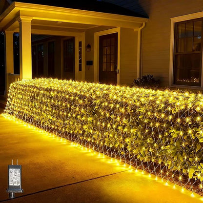 LitHome 21FT x 5FT Christmas Net Lights Outdoor Mesh Lights Connectable | 8 Modes 360 LED Warm White Net Light Green Wire, Waterproof Giant Christmas Mesh Light for Bushes Garden Yard Party Decor
