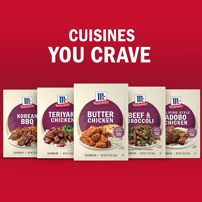 McCormick Seasoning Mix, Butter Chicken, For Aromatic Indian Butter Chicken That’s Ready in 30 Minutes, 0.87 oz (Pack of 12)
