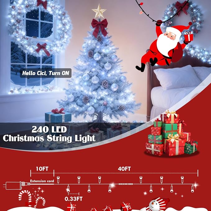 2026 New Voice Control Connectable 88FT 240LED String Lights Indoor Outdoor Clear Wire Twinkle Fairy Light Plug in with Timer for Bedroom Classroom Wedding Tree Patio Decor