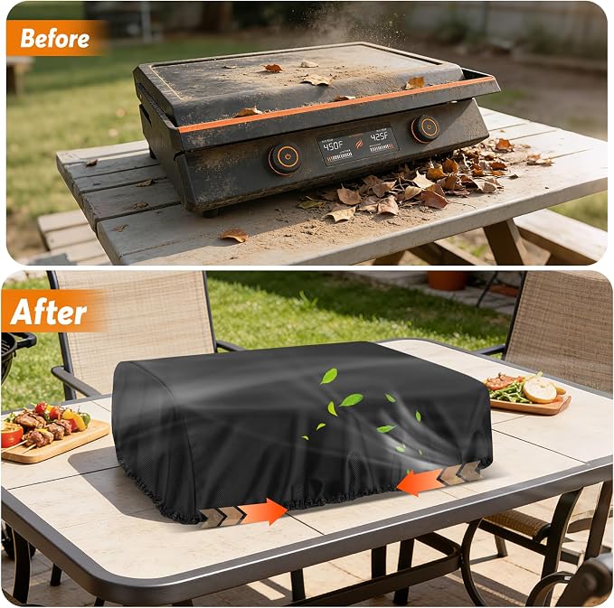 Grill Cover for Blackstone E-Series 22 Inch Electric Griddle 8001 | Waterproof Table Top BBQ Grill Cover for 22-Inch Blackstone, Heavy Duty Tabletop Griddle Accessories - 25" L×21" W×7" H