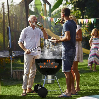 onlyfire Half-Moon Charcoal Ash Basket for Weber 22" & 26" Kettle Grills - Heavy Duty Stainless Steel Charcoal Holder for Two-Zone Cooking & Indirect Grilling