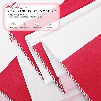 6 Pack Red and White Striped Tablecloth Rectangle 60x84inch Polyester Fabric Washable Table Cloth for Afternoon Tea Table Birthday Party Picnic Barbecue Gathering Indoor Outdoor Dining Decor