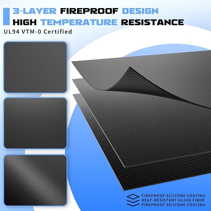 76 x 48 Grill Mat for Outdoor Grill, 20 mil Fire Resistant BBQ Pad | 20 mil XL under grill mat with fiberglass core; silicone fire coating helps protect decks, patios and fire pit areas.
