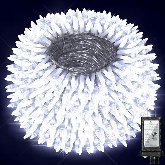 Christmas String Lights Outdoor 470FT 1500 LED Cool White | Dimmable, 12 Light Styles, Memory Timer, Waterproof, 29V Safe Low Voltage, Diamond-Faceted LED, Energy Efficiency