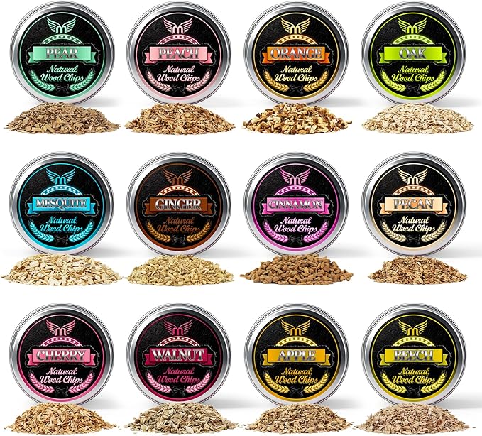12 Flavor Smoking Wood Chips for Cocktail Smoker – All-Natural Apple, Cherry, Oak & More – Premium Bar Smoker Kit for Whiskey, Bourbon, Meats & Cheese – Unique Gift for Men Dad Husband