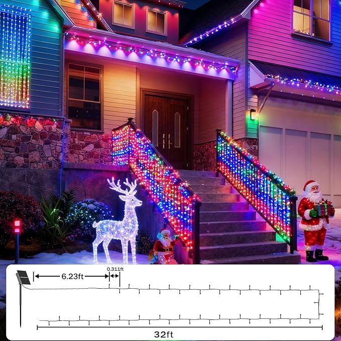 SOLARBABY 4 Pack Solar Christmas Lights Outdoor,Total 146Ft 400 LED Solar String Lights Outdoor with 8 Modes,Waterproof Multicolor Fairy Light for Outside Garden Yard Xmas Tree Christmas Decoration