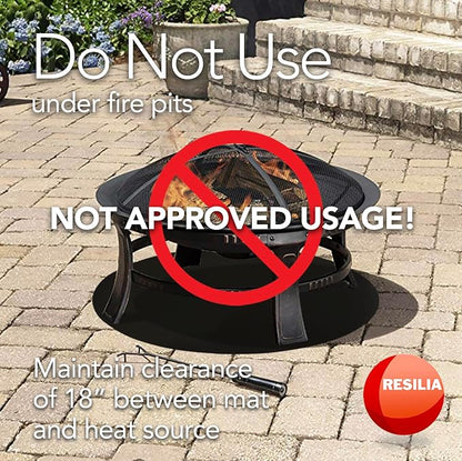RESILIA Round Under Grill Mat – Heavy Duty, Reusable Outdoor Floor Protector Mats for Deck, Patio, & Garage – Large 36 Inch Diameter, Black, Diamond Plate, Made in The USA