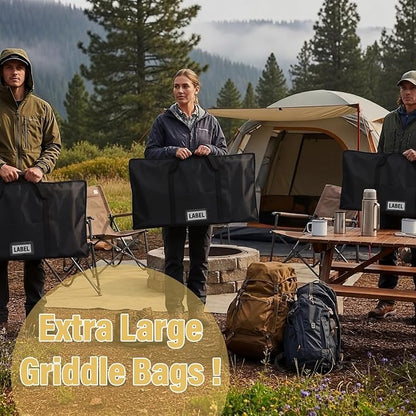 Hsei Extra Large Griddle Bag 38 x 18 x 2 Inch Extra Large Griddle Camping Storage Bag Oxford Cloth Waterproof with Reinforced Carrying Strap for BBQ Grilling Stove RV Camping Accessories, Black