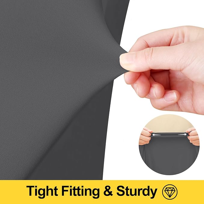 Smiry Spandex Elastic Fitted Table Cloth Skirt for 6FT Rectangle Table | Stretch Washable Table Cloth, Banquet Table Cover for Wedding, Party, Indoor & Trade Shows, (Dark Grey, 72Lx30Wx30H)