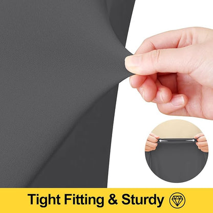 Smiry Spandex Elastic Fitted Table Cloth Skirt for 6FT Rectangle Table | Stretch Washable Table Cloth, Banquet Table Cover for Wedding, Party, Indoor & Trade Shows, (Dark Grey, 72Lx30Wx30H)
