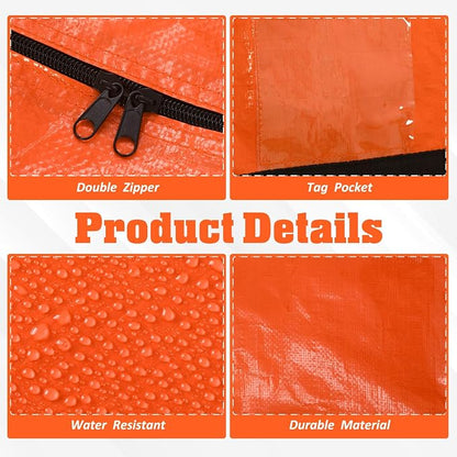 4 Pcs 176 Gallon Extra Large Moving Bags Heavy Duty Storage Bag with Strong Zipper Handle Foldable XXL Jumbo Storage Tote Packing Moving Box for College Dorm Travel Cloth Duffle (Orange)