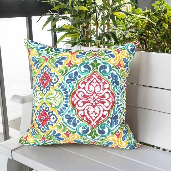 LVTXIII Outdoor Pillow Covers 20x20 Inch, 2 Pack Large Square Throw Pillow Cases, Fade-Resistant Cushion Covers for Patio Furniture Sofa, Garden Porch, Damask Red