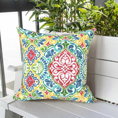LVTXIII Outdoor Pillow Covers 20x20 Inch, 2 Pack Large Square Throw Pillow Cases, Fade-Resistant Cushion Covers for Patio Furniture Sofa, Garden Porch, Damask Red