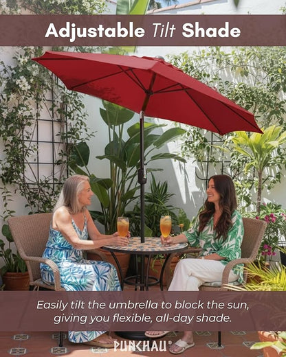 6 Ft Outdoor Patio Umbrella, Easy Open/Close Crank and Push Button Tilt Adjustment - Wine Red Burgundy Market Umbrellas
