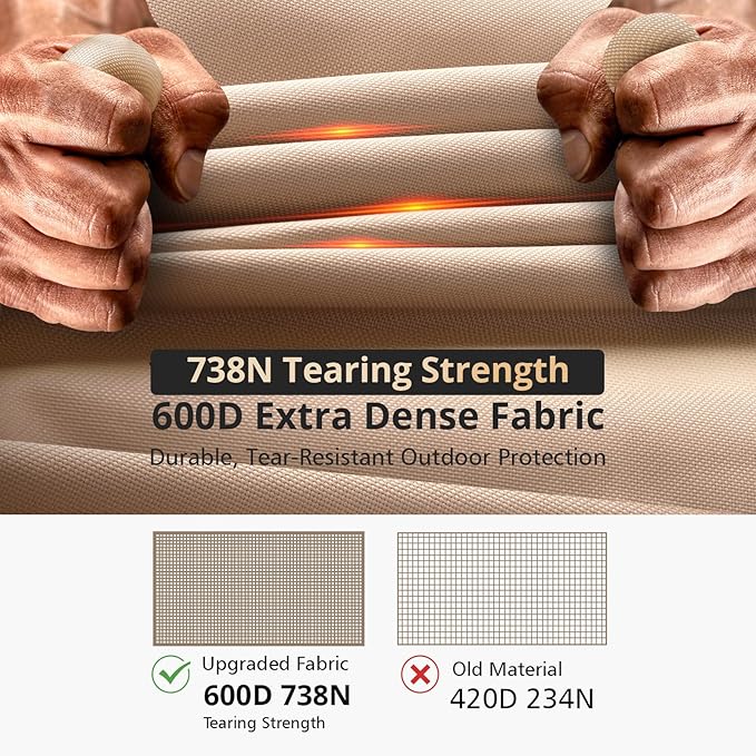 QH.HOME Patio Heater Covers, [2026 Upgraded Tear-Resistant Fabric] Waterproof with Robust Zipper,Dustproof/Wind/Sunlight/Snow-Resistant, (89"H x 33"D x 19"B ,Camel)