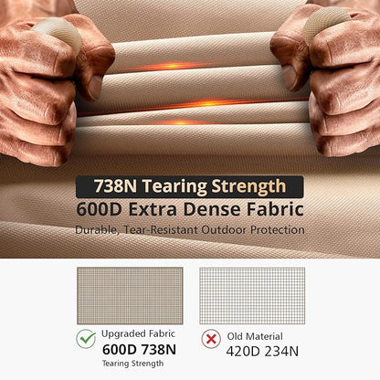 QH.HOME 2 Packs Patio Heater Covers, [2026 Upgraded Tear-Resistant Fabric] Waterproof with Robust Zipper,Dustproof/Wind/Sunlight/Snow-Resistant,(2 Pack-89"H x 33"D x 19"B ,Camel)