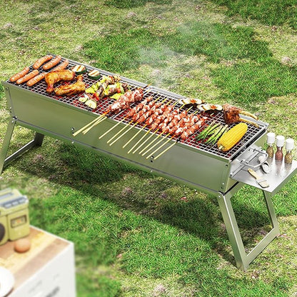 Charcoal BBQ Grill, Foldable Portable Tabletop Barbeque, Barbecue for Camping Hiking Garden Party Festivals Picnic,40x16cm