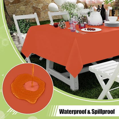 Smiry Disposable Table Cloth - 10 Pack, 54 x 108 Inch Waterproof Rectangle Tablecloths for Parties, Decorative Plastic Table Cover, Leakproof & Sturdy, Burnt Orange