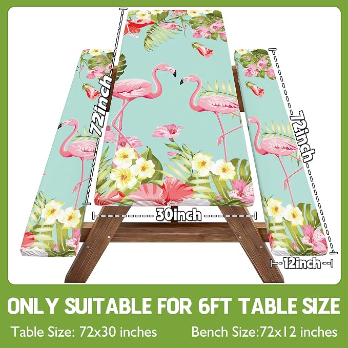 Picnic Table Cover with Bench Covers Tablecloth Glamping Essentials Travel Vacation Table Cloth Outdoor Cool Fun Unique Ideas Gifts for Camper Camping Lovers RV Owner Family Couple Women Female Mom