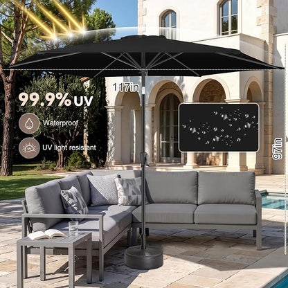 10 ft Patio Umbrella Outdoor with Push Button Tilt, Black | UV Protection, Waterproof, Large Porch Deck Umbrella for Pool, Table, Garden, Backyard, Provides Shade