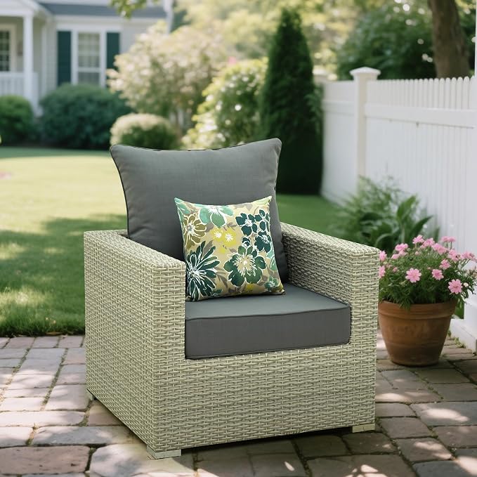 Deep Seat Patio Cushions Set 24 in x 24 in,Olefin Outdoor Seat Cushion,Patio Furniture Cushions with Removable Cover,Rain-Proof and Fade Resistant Deep Seat Bottom & Back Cushion, Set of 1
