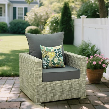 Deep Seat Patio Cushions Set 24 in x 24 in,Olefin Outdoor Seat Cushion,Patio Furniture Cushions with Removable Cover,Rain-Proof and Fade Resistant Deep Seat Bottom & Back Cushion, Set of 1