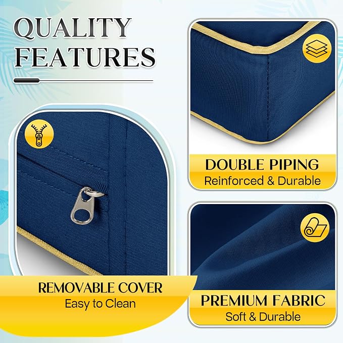 Outdoor Sofa Cushion Set - Plush Patio Seat and Back Pillows, Thick Comfort Foam for Porch, Deck, Garden Furniture Cushion Replacement (Blue)