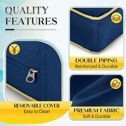 Outdoor Sofa Cushion Set - Plush Patio Seat and Back Pillows, Thick Comfort Foam for Porch, Deck, Garden Furniture Cushion Replacement (Blue)