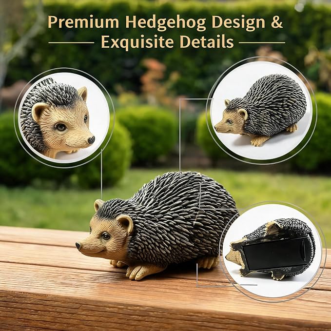 Hedgehog Garden Statue Key Hider Outdoor Waterproof Resin Spare Key Storage | Features Secret Storage Compartment, Looks Like Regular Garden Ornament, Perfect for Front Porch Backyard Placement