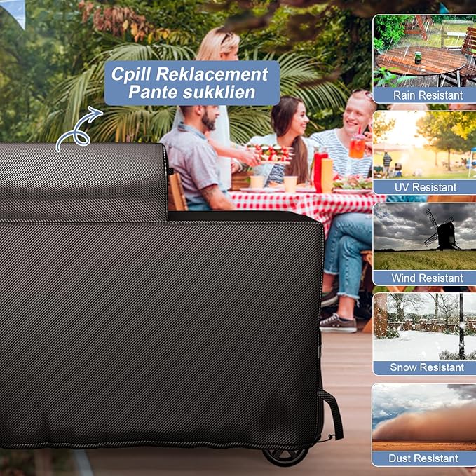 Grill Cover for Traeger Woodridge Replace for Traeger Grills BAC761 Full-Length All Weather Grill Cover Accessory Fits TFB86MLH Woodridge 600D Heavy Duty Waterproof BBQ Cover
