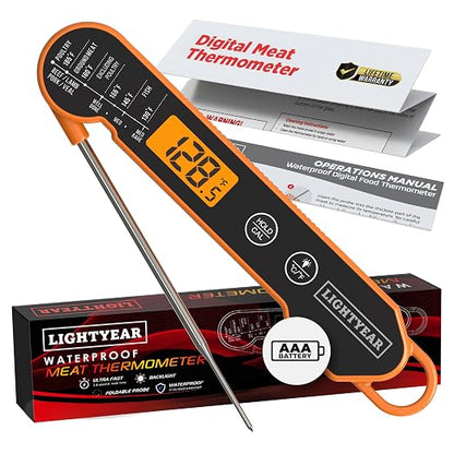 Lightyear Digital Meat Thermometer – Instant Read for Grilling | Cooking thermometer for meat, BBQ and grilling – grilling thermometer, food thermometer, waterproof meat temp probe