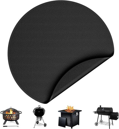 Cyfie 36 Inch Round Under Grill Mat for Outdoor BBQ, Heat Resistant Fireproof Mats for Fire Pit, Waterproof Oil-Proof Double-Sided Silicone Floor Pad Deck Fireplace Stove Patio Grass Protector