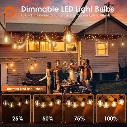 addlon 50FT Outdoor String Lights 27 G40 LED Bulbs Dimmable Waterproof | Shatterproof Globe Bulbs Dimmable, Hanging Patio Lighting for Outside Backyard Garden Deck Balcony Porch Cafe Bistro Pergola
