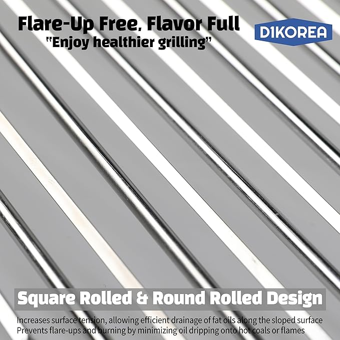 Peaked Grill Cooking Grate for Weber 22 Inch Kettle Grill, Premium Stainless Steel Replacement Grate with Square Rolled Anti-Flare Design