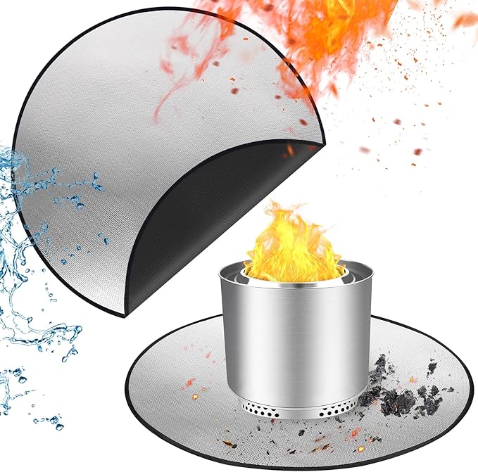 TOHONFOO 5-Layer Round Fire Pit Mat 39in Compatible with Solo Stove Ranger Fire Pit, Easy to Clean Under Grill Mats for Outdoor Grill to Protect The Deck, Patio, Pavers