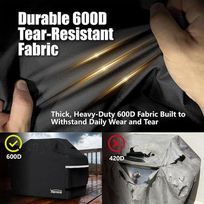 YSPACE Grill Cover for Outdoor Grill, Heavy Duty Waterproof BBQ Cover | Fits Nexgrill, Weber, Char-Broil, Genesis, Brinkmann, 2-3 Burner Grills, Adjustable Straps, Weather Resistant, Black