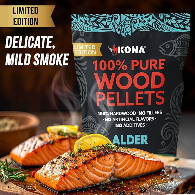 Kona Alder Wood Pellets – Limited Edition, Intended for Ninja Woodfire Grill, Outdoor Oven & Smoker – 2lb Resealable Bag