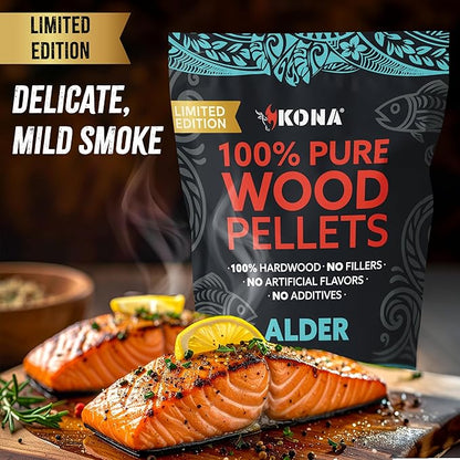 Kona Alder Wood Pellets – Limited Edition, Intended for Ninja Woodfire Grill, Outdoor Oven & Smoker – 2lb Resealable Bag