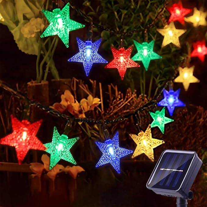 Twinkle Solar Star String Lights Outdoor Waterproof Fairy Lights 39FT 100 LED with 8 Lighting Modes for Camping Garden Wedding Party Tree Holidays Backyard Patio(Multicoloar)