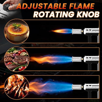 Propane Torch, Adjustable Flame Thrower Gun MAX 2462°F for BBQ, Grill, Campfire, Searing Steak, Cooking, Charcoal Lighter, Camping Gift Idea (Propane Tank Not Included)