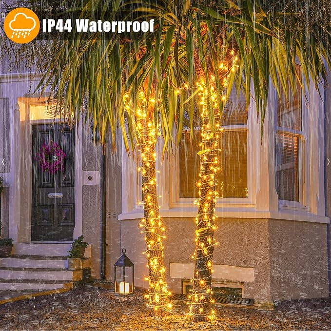 165FT 500 LED Christmas Lights Outdoor Indoor, Connectable Warm White String Lights 8 Modes Clear Wire Waterproof Plug in Twinkle Fairy Light for Classroom Wedding Tree Bedroom Decorations